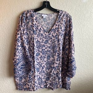 J Jill V-neck three-quarter sleeve blouse